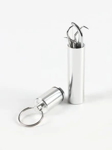 1pc Stainless Steel Toothpick Holder, Modern Portable Toothpick Holder For Home - Silver - View 1