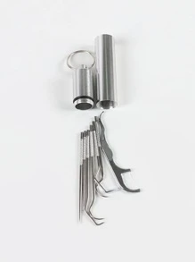 1pc Stainless Steel Toothpick Holder, Modern Portable Toothpick Holder For Home - Silver - View 2