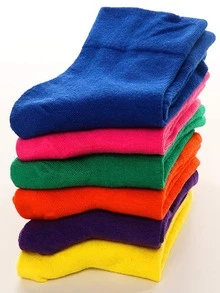 6 pares Calcetines de tripulación unicolor - Multicolor - Ver 2