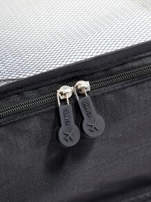 7 件套旅行收纳袋套装，衣物收纳便携式旅行整理袋，带拉链，适用于行李，轻便牛津布服装打包袋收纳袋，带鞋袋，适合旅行 - 黑色 - 查看 7