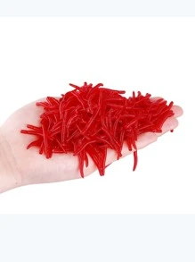 100pcs Earthworm Design Fishing Lure - Red - View 2