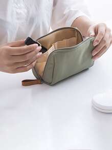 1pc Mini Makeup Storage Bag, Simple Green Portable Storage Bag For Cosmetic, Makeup Brush Storage, Home, Travel - Green - View 7