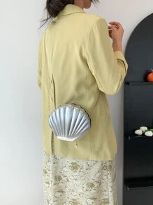 Women's Silver Seashell Shaped Clutch Bag - Silver - View 4