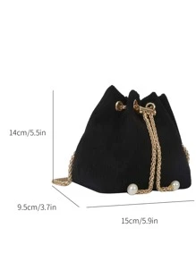 Túi Crossbody Nữ Chuỗi Sọc ca rô Chuỗi Dễ thương Hấp dẫn Retro Đúng mốt tối giản - màu đen - Xem 3