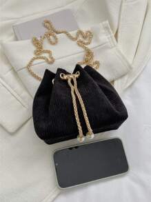 Túi Crossbody Nữ Chuỗi Sọc ca rô Chuỗi Dễ thương Hấp dẫn Retro Đúng mốt tối giản - màu đen - Xem 8