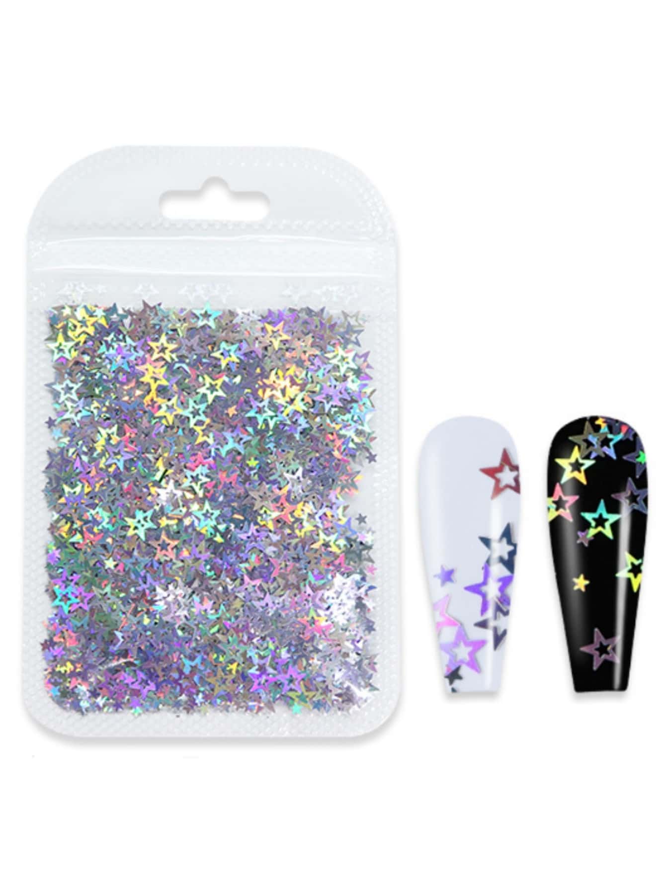 1Pack Star Design Nail Art Sequin Diy Nail Charms Nail Gems Nail Supplies Nails - Silver - View 1