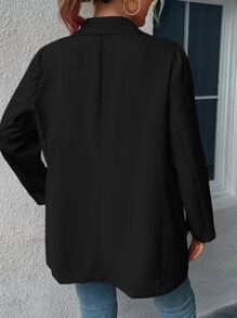 SHEIN LUNE Áo vest Plus size Nút đôi màu trơn Thanh lịch - màu đen - Xem 2