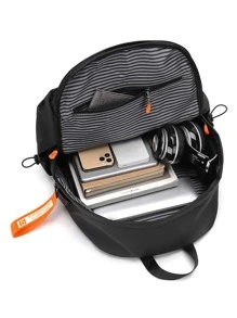 Medium Laptop Backpack Pocket Front Release Buckle Decor Adjustable Strap For Daily - Black - View 5