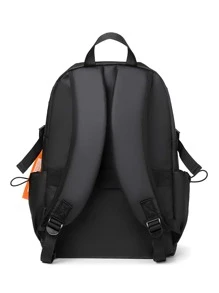 Medium Laptop Backpack Pocket Front Release Buckle Decor Adjustable Strap For Daily - Black - View 6