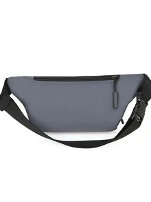Letter Patch Bum Bag Pocket Front Release Buckle For Daily & Sport - Grey - View 5