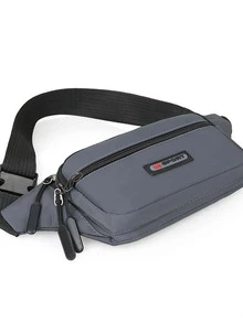 Letter Patch Bum Bag Pocket Front Release Buckle For Daily & Sport - Grey - View 6