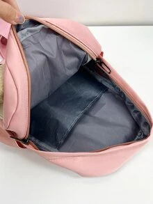 女孩功能背包字母圖案卡通熊裝飾