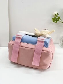 女孩功能背包字母圖案卡通熊裝飾