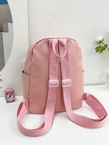 女孩功能背包字母圖案卡通熊裝飾