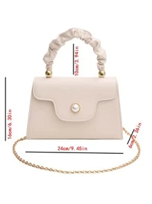 CONTAINEVERY 小方包人造珍珠裝飾頂部單條提帶適用於日常 - 白色 - 查看 4