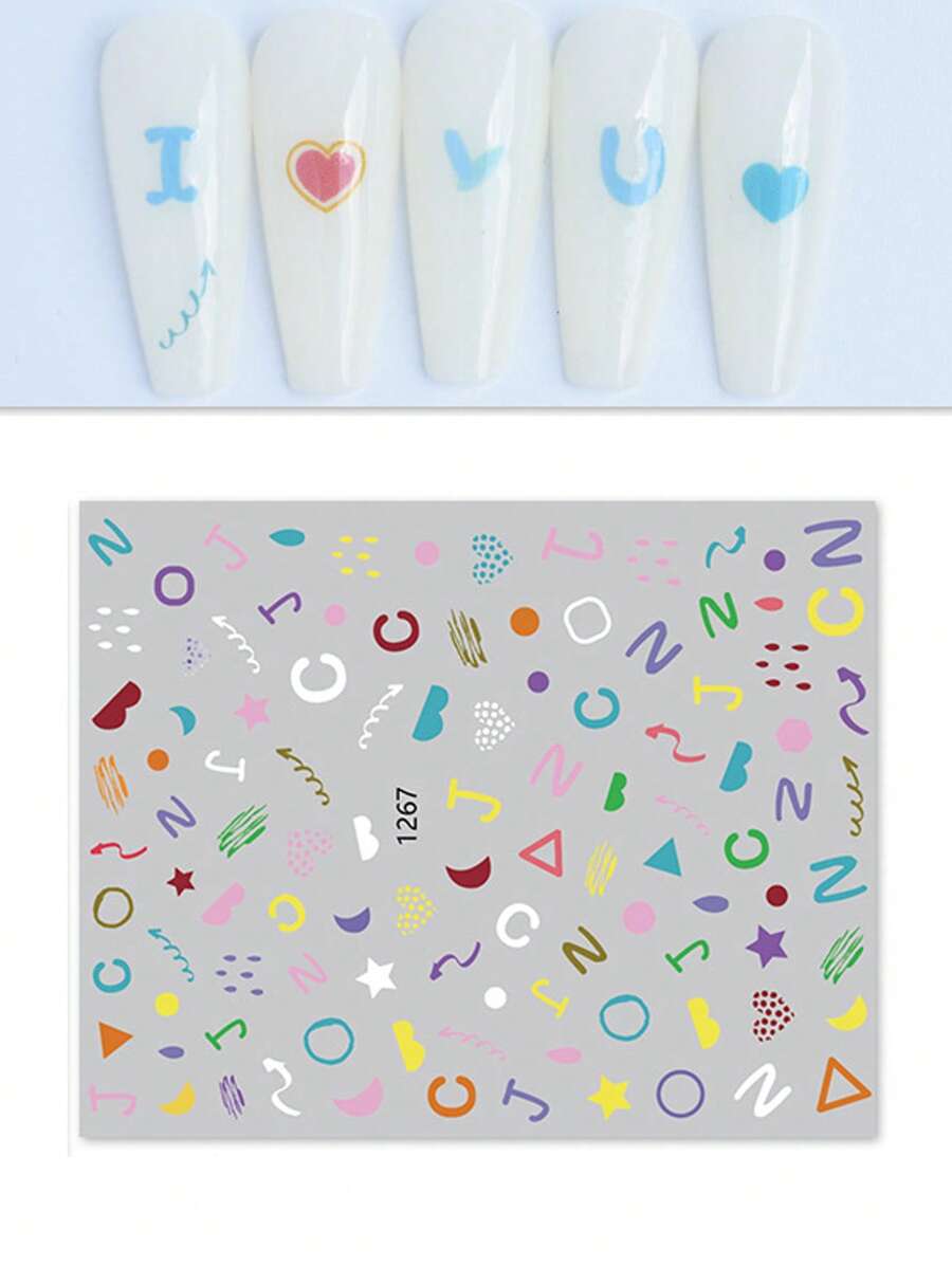 1sheet Geometric Pattern Nail Art Sticker - Multicolor - View 1