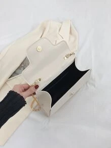 CONTAINEVERY 小方包人造珍珠裝飾頂部單條提帶適用於日常 - 白色 - 查看 5