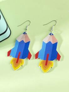 1對女生皮質鉛筆耳環,適合送給 8-16 歲的朋友和同學的開學和畢業禮物