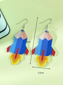 1對女生皮質鉛筆耳環,適合送給 8-16 歲的朋友和同學的開學和畢業禮物