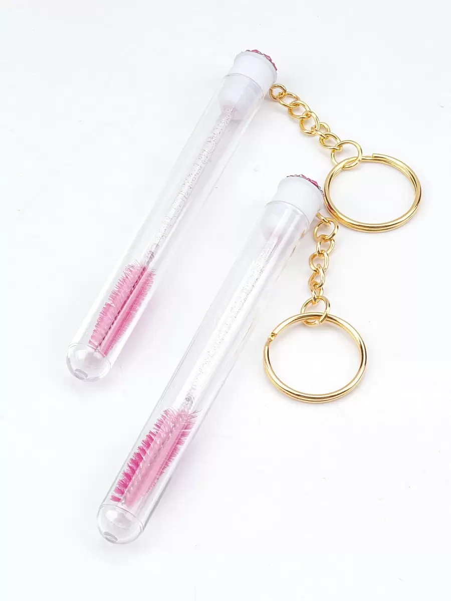 MyAoKuE-Up 1pc Keychain Design Eyelash Brush With Tube, Eyebrow Brush, Eyeshadow Brush, Brush - Hot Pink - View 1