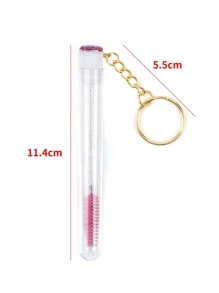 MyAoKuE-Up 1pc Keychain Design Eyelash Brush With Tube, Eyebrow Brush, Eyeshadow Brush, Brush - Hot Pink - View 3