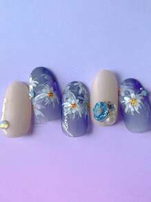 1sheet Translucent White Flower Nail Art Sticker Simulation Decals Ultra Thin Spring Manicure Decoration Accessories - White - View 2