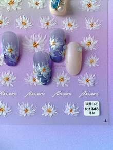 1sheet Translucent White Flower Nail Art Sticker Simulation Decals Ultra Thin Spring Manicure Decoration Accessories - White - View 4