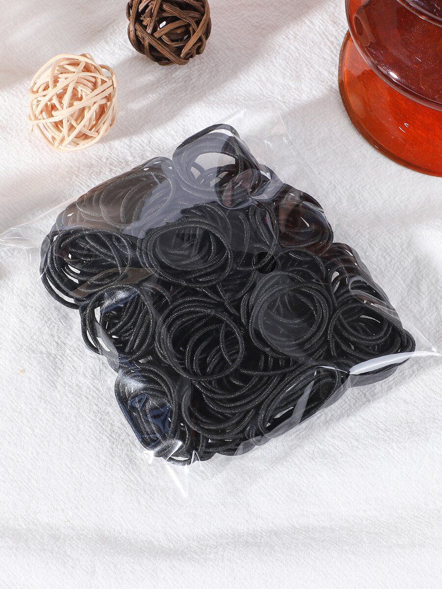 100pcs Toddler Girls Solid Fashionable Hair Tie For Daily Life - Multicolor - View 1