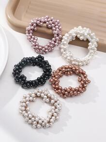 5 件装甜美人造珍珠发带，适合女孩，适合日常佩戴和上下班通勤