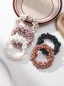 5 件装甜美人造珍珠发带，适合女孩，适合日常佩戴和上下班通勤