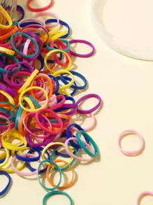 500pcs/Pack Colorful Disposable Hair Ties, Suitable For Girls' Daily Hair Accessories - Multicolor - View 3