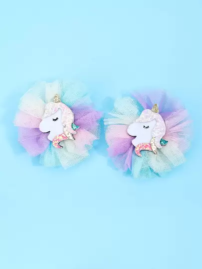 2st Småbarn Flickor Unicorn Dekor Hårklämma För Hårdekoration