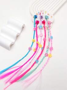 6入組小女童花細節髮夾適用於頭髮裝飾用品