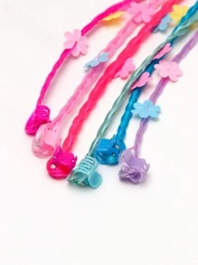6入組小女童花細節髮夾適用於頭髮裝飾用品