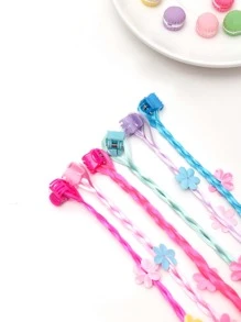 6入組小女童花細節髮夾適用於頭髮裝飾用品