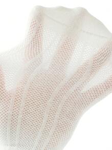 2双装儿童中筒袜，网眼袜，女童中筒袜，白色，纯色，荷叶边装饰，直筒袜，可爱，公主风，学院风，春夏秋季，四季皆宜，适合日常穿着，派对公主袜，假日，返校季，精致可爱，百搭，可搭配乐福鞋、运动鞋、牛津鞋 - 白色 - 查看 4