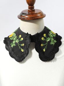 1pc Women Fashion Palace-Style Retro Floral Embroidered Detachable Collar For Dating Party Outfits Accessories Women - Black and White - View 11