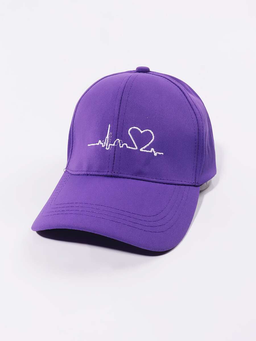 1入組女式Heart和Heartbeat刺繡休閒風格棒球帽適合日常生活 - 卡其色 - 查看 1