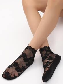 Mujer 1 par con patrón floral de moda para diariamente - Negro - Ver 1