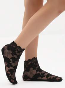 Mujer 1 par con patrón floral de moda para diariamente - Negro - Ver 2