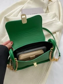 Minimalistisk Novelty Bag Mini Flap - Grön - Visa 1