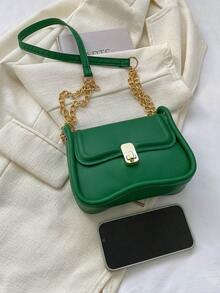 Minimalistisk Novelty Bag Mini Flap - Grön - Visa 4