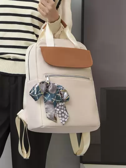 防水,輕便,便攜中等經典背包絲巾裝飾可調整肩帶