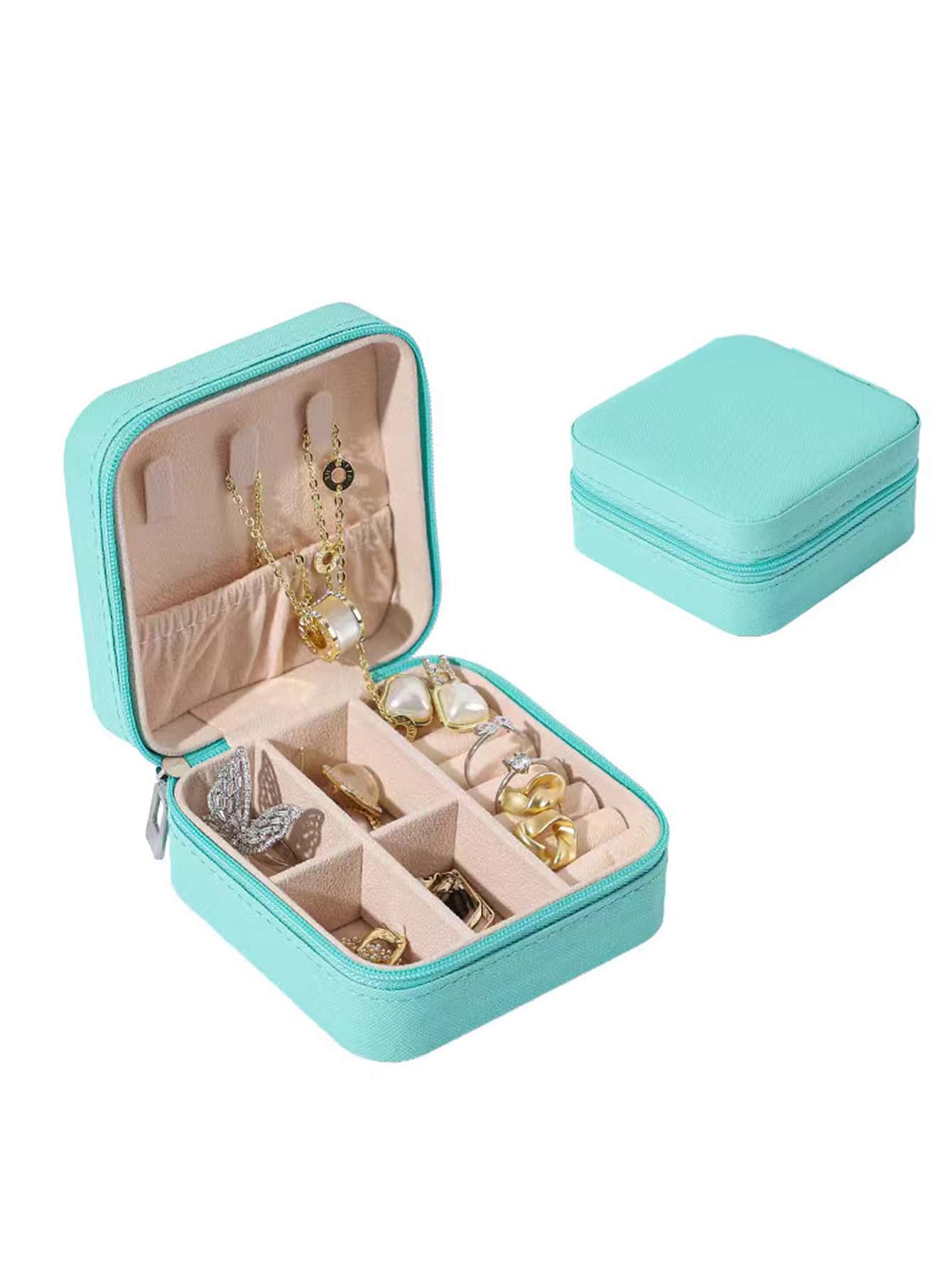 蓝色旅行珠宝收纳盒袋化妆包化妆袋化妆品收纳盒化妆品收纳