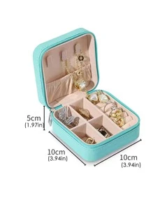 蓝色旅行珠宝收纳盒袋化妆包化妆袋化妆品收纳盒化妆品收纳 - 藍色 - 查看 3