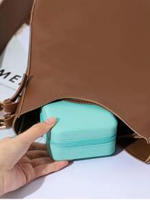 蓝色旅行珠宝收纳盒袋化妆包化妆袋化妆品收纳盒化妆品收纳 - 藍色 - 查看 6