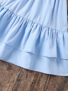 Chicas Falda bajo con fruncido bajo a capas - Azul - Ver 4