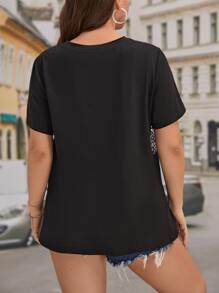 SHEIN LUNE Camiseta con estampado de leopardo de color combinado - Multicolor - Ver 2