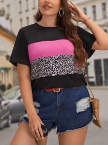 SHEIN LUNE Camiseta con estampado de leopardo de color combinado - Multicolor - Ver 5