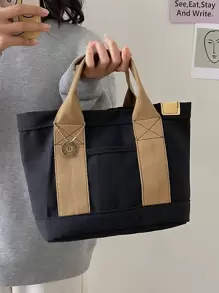 Patch Detail Bucket Bag Canvas